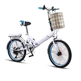 XBSXP  XBSXP 20-inch Rim Folding Bike, Light Cruiser Bike, Mountain Bike， Ladies Children Adult Adult Boys and Girls Folding Bikes with 68-hole Color Spokes ，Bike Basket，(multiple Colors) (Color : White)