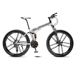 Xuejuanshop  Xuejuanshop Folding Bikes White Mountain Bike Bicycle 10 Spoke Wheels Folding 24 / 26 Inch Dual Disc Brakes (21 / 24 / 27 / 30 Speed) foldable bicycle (Color : 27 speed, Size : 26inch)