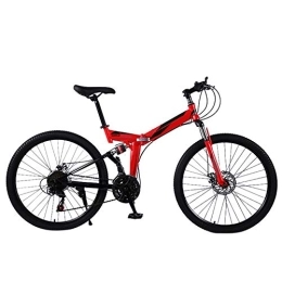 YGTMV Folding Bike YGTMV Adult Mountain Bike, 26 Inch Wheels High Carbon Steel Folding Outroad Bicycles, 21 / 24 / 27 / 30 Speed Bicycle Full Suspension MTB ​​Gears Dual Disc Brakes Mountain Bicycle, D, 30 speed