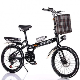 YOUSR Folding Bike YOUSR 20 Inch Folding Bike Circuit - Men and Women Bicycle - Disc Brakes Adult Ultralight Children Student Portable with Small Bicycle Black 20inchspokewheel