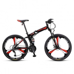 YOUSR Folding Bike YOUSR Foldable Mountain Bike Bicycle, Speed Off-Road Double Shock Disc Brakes Adult Male (26 Inches) Red