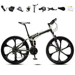 YRYBZ Folding Bike YRYBZ 24-26 Inch MTB Bicycle, Unisex Folding Commuter Bike, 30-Speed Gears Foldable Mountain Bike, Off-Road Variable Speed Bikes for Men And Women, Double Disc Brake / Green / 26'' / B wheel