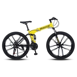 YUNLILI Folding Bike YUNLILI Multi-purpose Mountain Bike Mountain Bike 21 / 24 / 27 Speed Bicycle Dual Disc Brake MTB Foldable Frame 26 In Wheels For A Path Trail & Mountains (Color : Yellow, Size : 21 Speed)