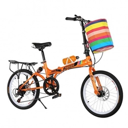 Yunyisujiao Folding Bike Yunyisujiao Folding Bicycle 20 Inch Shifting Disc Brakes Double Shocking One Wheel Men And Women Students Adult Ultra Light Mountain Bike (Color : ORANGE, Size : 155 * 30 * 95CM)