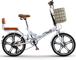 ZLYJ Bike ZLYJ 20 Inch Folding Bike City Bike, Ultra Light Portable Folding Bike, Retro Style City Bikes Foldable Trekking Bike Light Bike for Outdoors Riding Trip White