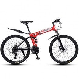 ZTYD Bike ZTYD 26" 21-Speed Mountain Bike for Adult, Lightweight Aluminum Full Suspension Frame, Suspension Fork, Disc Brake, Red, A