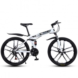 ZTYD Bike ZTYD 26 Inch 27-Speed Mountain Bike for Adult, Lightweight Aluminum Full Suspension Frame, Suspension Fork, Disc Brake, White, E