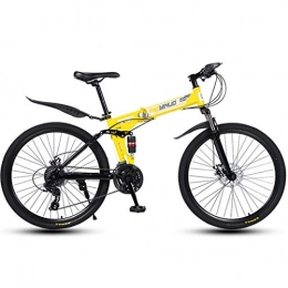 ZTYD Bike ZTYD 26 Inch 27-Speed Mountain Bike for Adult, Lightweight Aluminum Full Suspension Frame, Suspension Fork, Disc Brake, Yellow, A