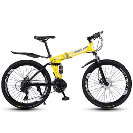 ZTYD Bike ZTYD 26 Inch 27-Speed Mountain Bike for Adult, Lightweight Aluminum Full Suspension Frame, Suspension Fork, Disc Brake, Yellow, B