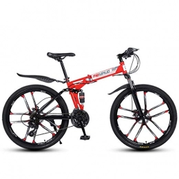 ZTYD Bike ZTYD 26In 24-Speed Mountain Bike for Adult, Lightweight Aluminum Full Suspension Frame, Suspension Fork, Disc Brake, Red, E