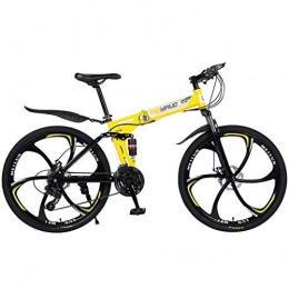 ZTYD Bike ZTYD 26In 24-Speed Mountain Bike for Adult, Lightweight Aluminum Full Suspension Frame, Suspension Fork, Disc Brake, Yellow, D