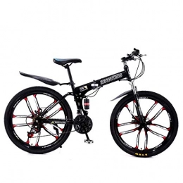 ZTYD Bike ZTYD Mountain Bike Folding Bikes, 24-Speed Double Disc Brake Full Suspension Anti-Slip, Lightweight Aluminum Frame, Suspension Fork, Multiple Colors-24 Inch / 26 Inch, Black3, 26 inch