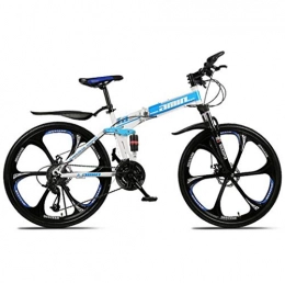 ZTYD Bike ZTYD Mountain Bike Folding Bikes, 26In 21-Speed Double Disc Brake Full Suspension Anti-Slip, Lightweight Aluminum Frame, Suspension Fork, Blue, C