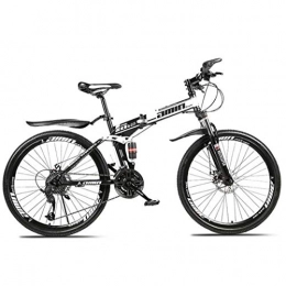 ZTYD Bike ZTYD Mountain Bike Folding Bikes, 26In 21-Speed Double Disc Brake Full Suspension Anti-Slip, Lightweight Aluminum Frame, Suspension Fork, White, A