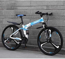 ZTYD Bike ZTYD Mountain Bike Folding Bikes, 26Inch 24-Speed Double Disc Brake Full Suspension Anti-Slip, Lightweight Aluminum Frame, Suspension Fork, Blue, B