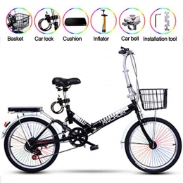 ZWFPJQD Bike ZWFPJQD glj 20-Inch Folding Speed Bicycle, Student Folding Bike for Men And Women Folding Speed Bicycle Damping Bicycle, Shockabsorption / Black