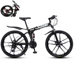 ZWFPJQD Bike ZWFPJQD GLJ 26" 21-Speed Mountain Bicycle for Adult, Folding Bike, Lightweight Aluminum Full Suspension Frame, Suspension Fork, Disc Brake, 10 impeller / Black