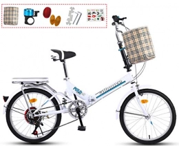 ZWFPJQD Bike ZWFPJQD glj Folding Bicycle Speed Car 20 Inch Disc Brake Shock Men And Women Mini Adult Bicycle Ultra Light Portable Mountain Bike / White