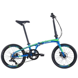 Zxb-shop Bike Zxb-shop Folding Bikesc Folding Bicycle Fashion Commute 8-speed Shift Aluminum Alloy Frame 20-inch Wheel Diameter 10 Seconds Folding Double Disc Brake foldable bicycle (Color : Blue)