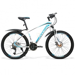LZHi1 Bike 26 Inch 27 Speed Mountain Bike With Lockable Suspension Fork, Adult Mountain Bike With Dual Disc Brake, Aluminum Alloy Frame Outdoor Bikes City Commuter Bike With Adjustable Seat(Color:White blue)