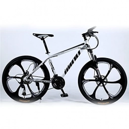 SHUI Bike 26 Inch Adult Moutain Bike 6-Spokes MTB 21 / 24 / 27 / 30 Speeds Bicycle Lockable and Adjustable Front Fork Magnesium-aluminum Alloy Double Disc-Brake Mountain Trail Bike White Black-30sp