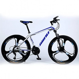 SHUI Bike 26 Inch Moutain Bike 21 / 24 / 27 / 30 Speeds Mountain Trail Bike High-strength Magnesium-aluminum Alloy MTB Double Disc-Brake Outdoor Sports Exercise Fitness City Bicycle White Blue-30sp