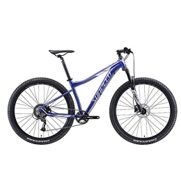 WJSW Mountain Bike 9-Speed Mountain Bikes, Adult Big Wheels Hardtail Mountain Bike, Aluminum Frame Front Suspension Bicycle, Mountain Trail Bike, Blue