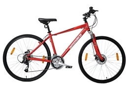 Ammaco Mountain Bike Ammaco Mens Hybrid Bike Road Runner Pro 700c Wheel Disc Brakes Front Suspension Forks Alloy 19.5" Frame Red