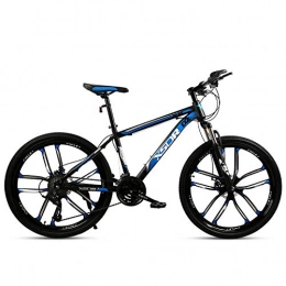 Chengke Yipin Bike Chengke Yipin Mountain bike Outdoor student bicycle 24 inch One wheel Spring front fork High carbon steel frame Double disc brakes City road bike-Black blue_27 speed