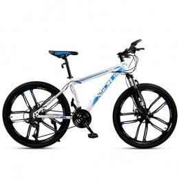 Chengke Yipin Bike Chengke Yipin Mountain bike Outdoor student bicycle 24 inch One wheel Spring front fork High carbon steel frame Double disc brakes City road bike-White blue_24 speed
