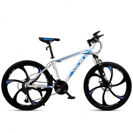 Chengke Yipin Bike Chengke Yipin Mountain bike student outdoor bicycle 24 inch one wheel spring front fork high carbon steel frame double disc brake city road bike-White blue_21 speed