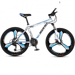 DGAGD Mountain Bike DGAGD 24 inch mountain bike bicycle adult variable speed dual disc brake high carbon steel bicycle tri-blade wheel-White blue_21 speed