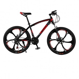 DGAGD Mountain Bike DGAGD 24 inch mountain bike bicycle variable speed male and female adult double disc brake bicycle six blade wheel-Black red_21 speed