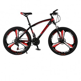 DGAGD Mountain Bike DGAGD 24 inch mountain bike bicycle variable speed male and female adult double disc brake bicycle tri-blade wheel-Black red_27 speed