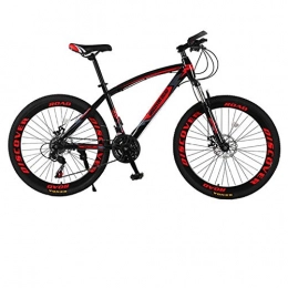 DGAGD Mountain Bike DGAGD 24 inch mountain bike bicycle variable speed men and women adult double disc brake bicycle 40 cutter wheels-Black red_30 speed