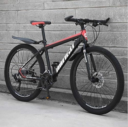 DGAGD Mountain Bike DGAGD 24 inch mountain bike variable speed off-road shock-absorbing bicycle light road racing spoke wheel-Black red_24 speed