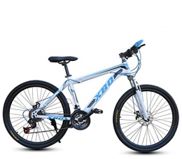 DGAGD Mountain Bike DGAGD 24 inch wide frame mountain bike wide tire variable speed adult disc brake spoke wheel bicycle-White blue_30 speed