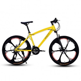 DGAGD Mountain Bike DGAGD 26 inch adult variable speed mountain bike bicycle double disc brake bicycle six blade wheel-yellow_27 speed