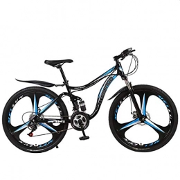 DGAGD Mountain Bike DGAGD 26 inch double damping one-wheel cross-country soft tail mountain bike bicycle three knife wheel-Black blue_24 speed