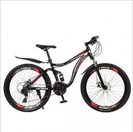 DGAGD Mountain Bike DGAGD 26 inch double shock-absorbing integrated wheel cross-country soft tail mountain bike bicycle 40 cutter wheel-Black red_27 speed