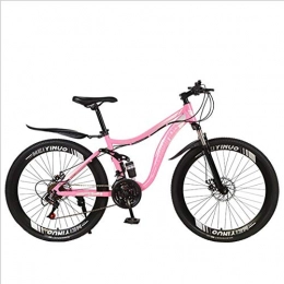 DGAGD Mountain Bike DGAGD 26 inch double shock-absorbing integrated wheel cross-country soft tail mountain bike bicycle 40 cutter wheel-Pink_27 speed