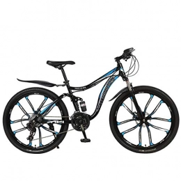 DGAGD Mountain Bike DGAGD 26 inch double shock-absorbing integrated wheel cross-country soft tail mountain bike bicycle ten cutter wheel-Black blue_27 speed