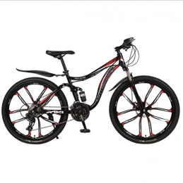 DGAGD Mountain Bike DGAGD 26 inch double shock-absorbing integrated wheel cross-country soft tail mountain bike bicycle ten cutter wheel-Black red_27 speed