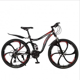 DGAGD Mountain Bike DGAGD 26 inch double shock-absorbing integrated wheel off-road soft tail mountain bike bicycle six cutter wheel-Black red_21 speed