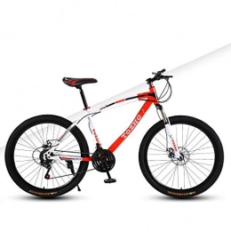 DGAGD Mountain Bike DGAGD 26 inch mountain bike adult variable speed damping bicycle off-road dual disc brake spoke wheel bicycle-White Red_24 speed