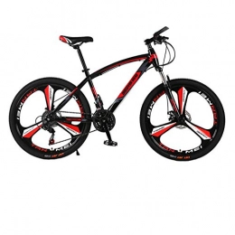DGAGD Mountain Bike DGAGD 26 inch mountain bike bicycle variable speed male and female adult double disc brake bicycle tri-blade wheel-Black red_21 speed