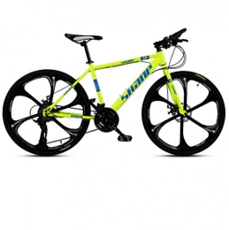 DGAGD Mountain Bike DGAGD 26 inch mountain bike male and female adult ultra-light variable speed bicycle six cutter wheels-Fluorescent yellow_27 speed