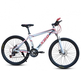 DGAGD Mountain Bike DGAGD 26 inch wide frame mountain bike wide tire variable speed adult disc brake spoke wheel bicycle-White Red_24 speed