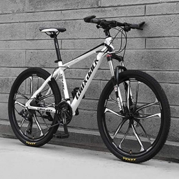 DJP Mountain Bike DJP Mountain Bike, Furniture Dual Disc Brakes Mountain Bicycle, Mountain Bikes 26 inch Steel Carbo Mountain Bike High Carbon Steel Full Suspension Folding Bicycles Black / Gray-3 Spoke 27 Speed, White / Bla