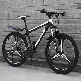 DJP Mountain Bike DJP Mountain Bike, Furniture High-Carbon Steel Mountain Bike, 26 inch Men's Mountain Bikes, Mountain Bicycle with Front Suspension Adjustable Seat, City Bike Cyan 6 Spoke 30 Speed, Black / White - 3 Spoke